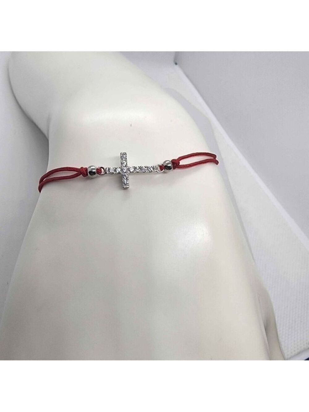 Silver Cross Charm Bracelet – Sterling 925, Adjustable
